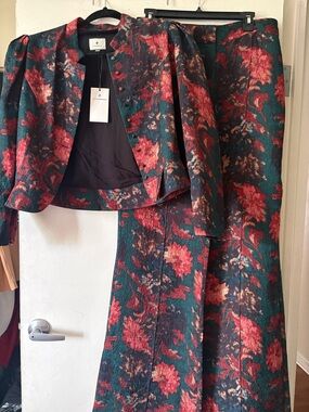 Tuckernuck Floral Textured Jacket in Teal, Red, and Pink